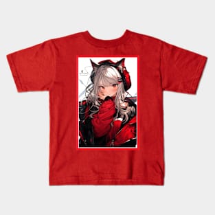 Aesthetic Anime Girl Red White Black | Quality Aesthetic Anime Design | Chibi Manga Anime Art Kids T-Shirt